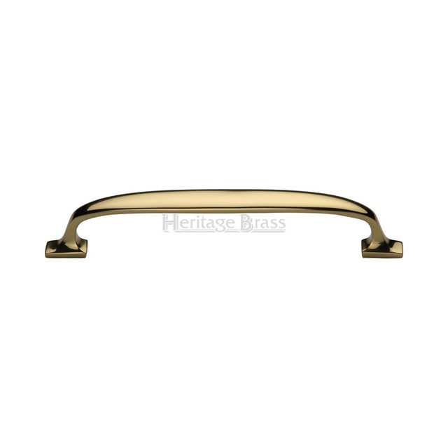 This is an image of a Heritage Brass - Cabinet Pull Durham Design 203mm CTC Polished Brass Finish, c7213-203-pb that is available to order from T.H Wiggans Ironmongery in Kendal.