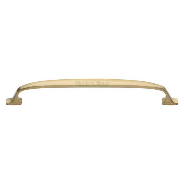 This is an image of a Heritage Brass - Cabinet Pull Durham Design 203mm CTC Satin Brass Finish, c7213-203-sb that is available to order from T.H Wiggans Ironmongery in Kendal.