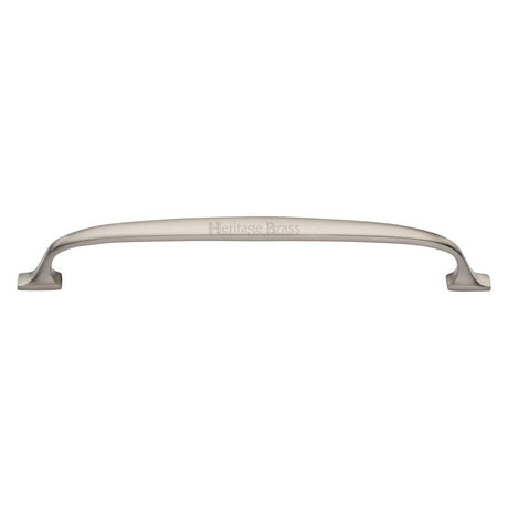 This is an image of a Heritage Brass - Cabinet Pull Durham Design 203mm CTC Satin Nickel Finish, c7213-203-sn that is available to order from T.H Wiggans Ironmongery in Kendal.