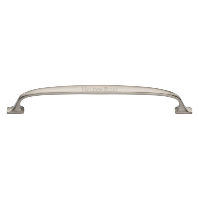 This is an image of a Heritage Brass - Cabinet Pull Durham Design 203mm CTC Satin Nickel Finish, c7213-203-sn that is available to order from T.H Wiggans Ironmongery in Kendal.