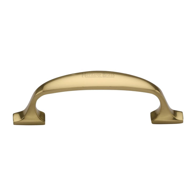 This is an image of a Heritage Brass - Cabinet Pull Durham Design 76mm CTC Polished Brass Finish, c7213-76-pb that is available to order from T.H Wiggans Ironmongery in Kendal.