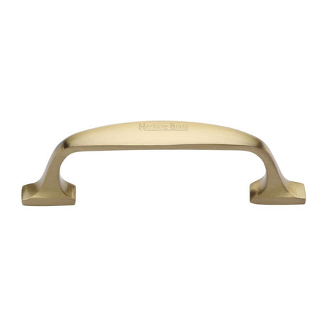 This is an image of a Heritage Brass - Cabinet Pull Durham Design 76mm CTC Satin Brass Finish, c7213-76-sb that is available to order from T.H Wiggans Ironmongery in Kendal.