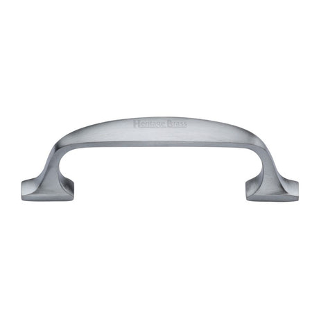 This is an image of a Heritage Brass - Cabinet Pull Durham Design 76mm CTC Satin Chrome Finish, c7213-76-sc that is available to order from T.H Wiggans Ironmongery in Kendal.