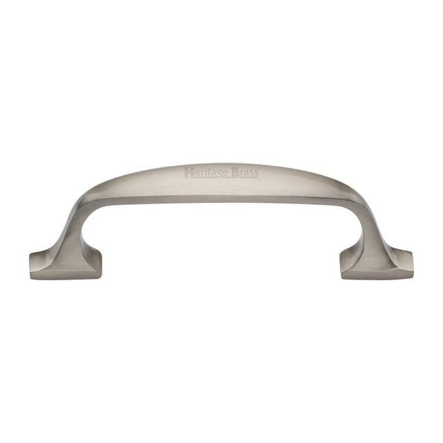 This is an image of a Heritage Brass - Cabinet Pull Durham Design 76mm CTC Satin Nickel Finish, c7213-76-sn that is available to order from T.H Wiggans Ironmongery in Kendal.