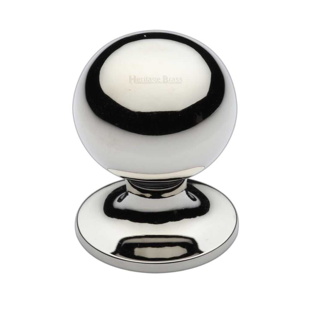 This is an image of a Heritage Brass - Cabinet Knob Ball Design 32mm Polished Nickel Finish, c8321-32-pnf that is available to order from T.H Wiggans Ironmongery in Kendal.