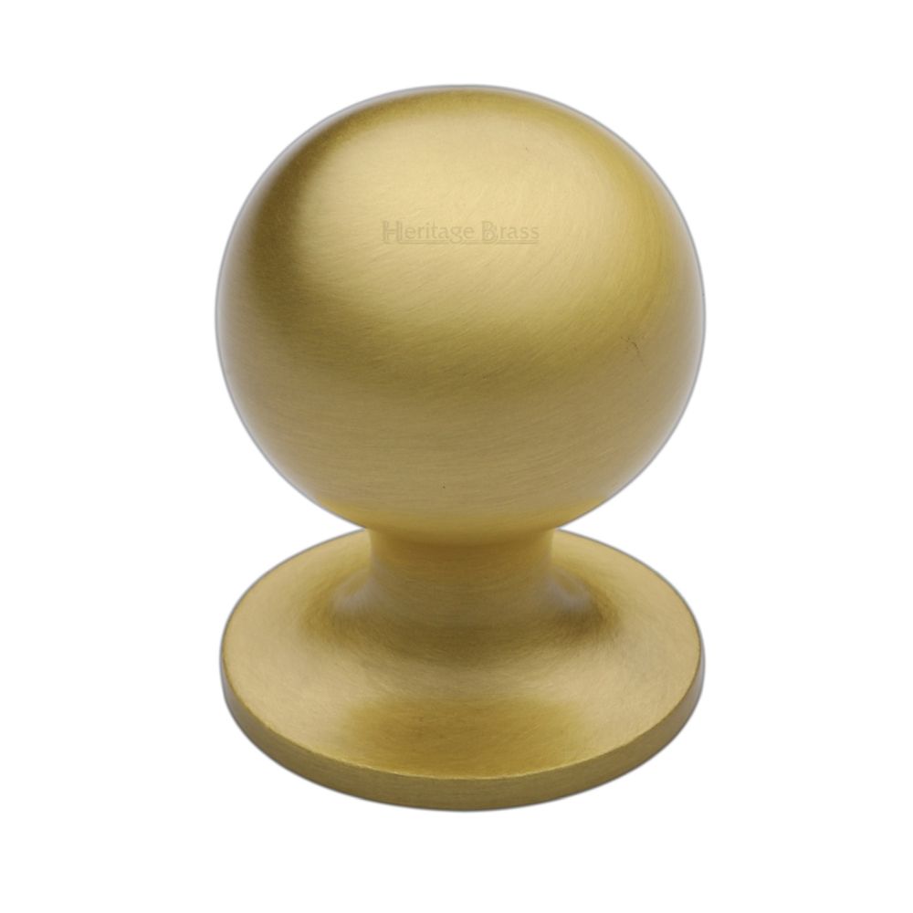 This is an image of a Heritage Brass - Cabinet Knob Ball Design 32mm Satin Brass Finish, c8321-32-sb that is available to order from T.H Wiggans Ironmongery in Kendal.