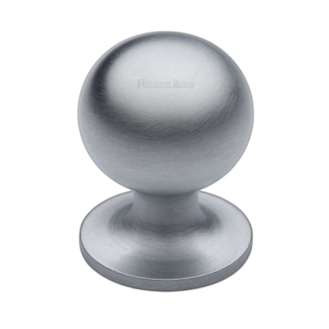 This is an image of a Heritage Brass - Cabinet Knob Ball Design 32mm Satin Chrome Finish, c8321-32-sc that is available to order from T.H Wiggans Ironmongery in Kendal.