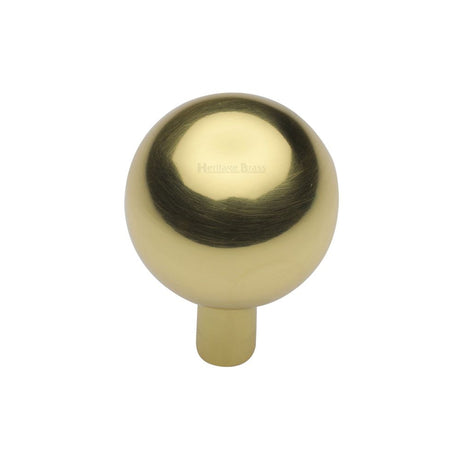This is an image of a Heritage Brass - Cabinet Knob Sphere Design 22mm Polished Brass Finish, c8323-22-pb that is available to order from T.H Wiggans Ironmongery in Kendal.