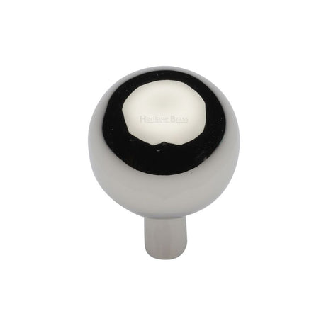 This is an image of a Heritage Brass - Cabinet Knob Sphere Design 22mm Polished Nickel Finish, c8323-22-pnf that is available to order from T.H Wiggans Ironmongery in Kendal.