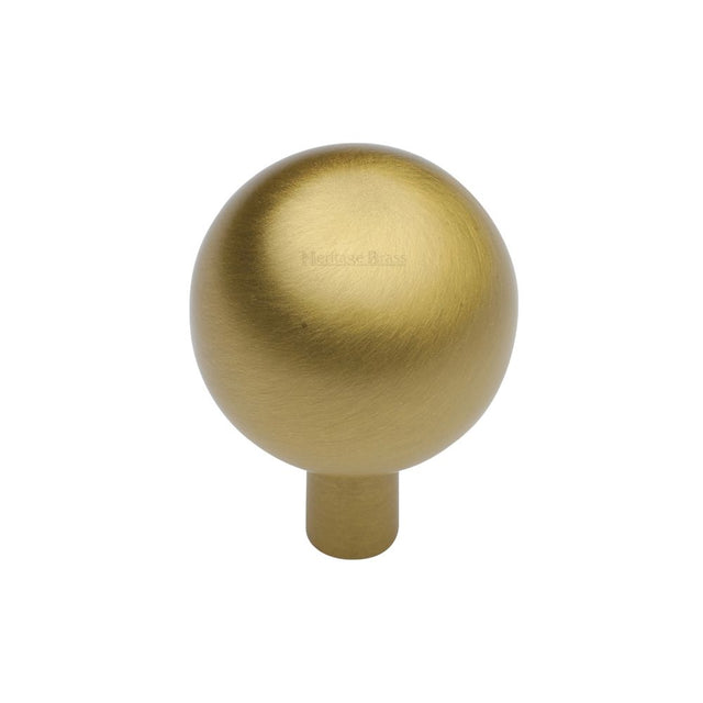 This is an image of a Heritage Brass - Cabinet Knob Sphere Design 22mm Satin Brass Finish, c8323-22-sb that is available to order from T.H Wiggans Ironmongery in Kendal.