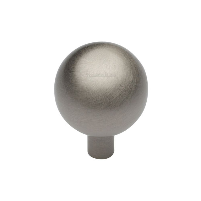 This is an image of a Heritage Brass - Cabinet Knob Sphere Design 22mm Satin Nickel Finish, c8323-22-sn that is available to order from T.H Wiggans Ironmongery in Kendal.