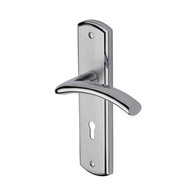 This is an image of a Heritage Brass - Door Handle Lever Lock Centaur Design Apollo Finish, cen1000-ap that is available to order from T.H Wiggans Ironmongery in Kendal.