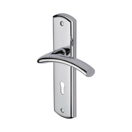 This is an image of a Heritage Brass - Door Handle Lever Lock Centaur Design Polished Chrome Finish, cen1000-pc that is available to order from T.H Wiggans Ironmongery in Kendal.