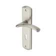 This is an image of a Heritage Brass - Door Handle Lever Lock Centaur Design Satin Nickel Finish, cen1000-sn that is available to order from T.H Wiggans Ironmongery in Kendal.