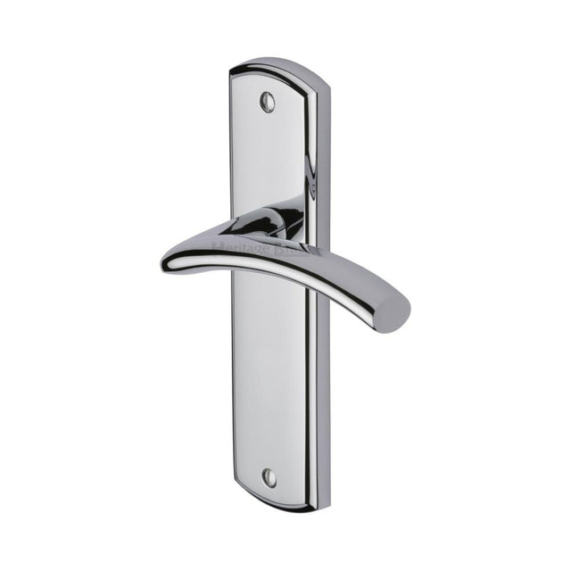 This is an image of a Heritage Brass - Door Handle Lever Latch Centaur Design Polished Chrome Finish, cen1010-pc that is available to order from T.H Wiggans Ironmongery in Kendal.