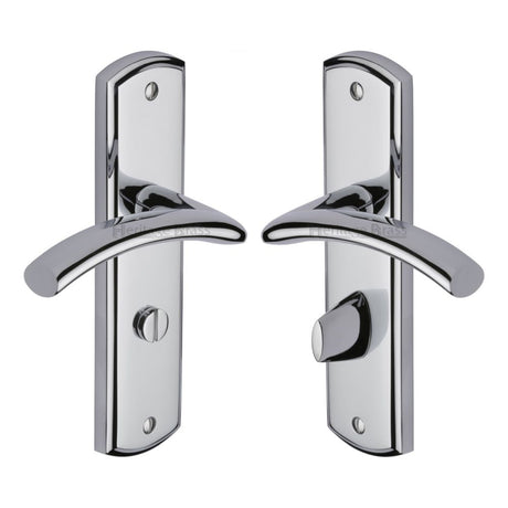 This is an image of a Heritage Brass - Door Handle for Bathroom Centaur Design Polished Chrome Finish, cen1030-pc that is available to order from T.H Wiggans Ironmongery in Kendal.