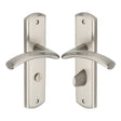 This is an image of a Heritage Brass - Door Handle for Bathroom Centaur Design Satin Nickel Finish, cen1030-sn that is available to order from T.H Wiggans Ironmongery in Kendal.