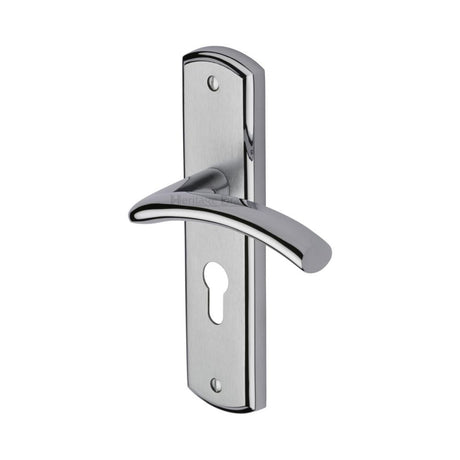 This is an image of a Heritage Brass - Door Handle for Euro Profile Plate Centaur Design Apollo Finish, cen1048-ap that is available to order from T.H Wiggans Ironmongery in Kendal.