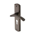This is an image of a Heritage Brass - Door Handle for Euro Profile Plate Centaur Design Matt Bronze F, cen1048-mb that is available to order from T.H Wiggans Ironmongery in Kendal.