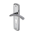 This is an image of a Heritage Brass - Door Handle for Euro Profile Plate Centaur Design Polished Chrome F, cen1048-pc that is available to order from T.H Wiggans Ironmongery in Kendal.