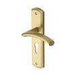 This is an image of a Heritage Brass - Door Handle for Euro Profile Plate Centaur Design Satin Brass Fi, cen1048-sb that is available to order from T.H Wiggans Ironmongery in Kendal.