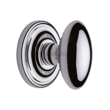 This is an image of a Heritage Brass - Mortice Knob on Rose Chelsea Design Polished Chrome Finish, che7373-pc that is available to order from T.H Wiggans Ironmongery in Kendal.
