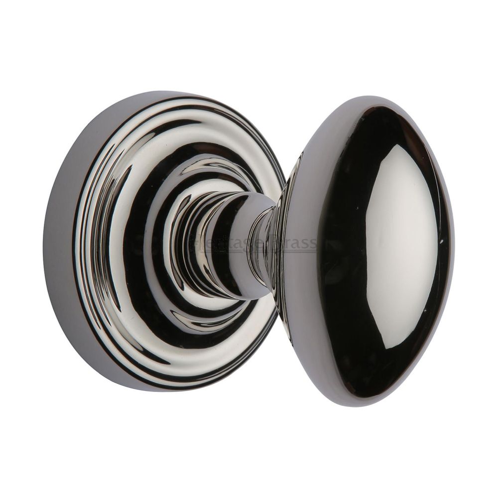 This is an image of a Heritage Brass - Mortice Knob on Rose Chelsea Design Polished Nickel Finish, che7373-pnf that is available to order from T.H Wiggans Ironmongery in Kendal.