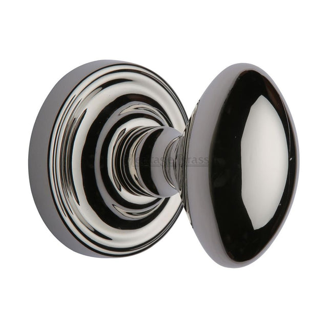 This is an image of a Heritage Brass - Mortice Knob on Rose Chelsea Design Polished Nickel Finish, che7373-pnf that is available to order from T.H Wiggans Ironmongery in Kendal.