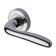 This is an image of a Heritage Brass - Door Handle Lever Latch on Round Rose Columbus Design Polished Chro, col1762-pc that is available to order from T.H Wiggans Ironmongery in Kendal.