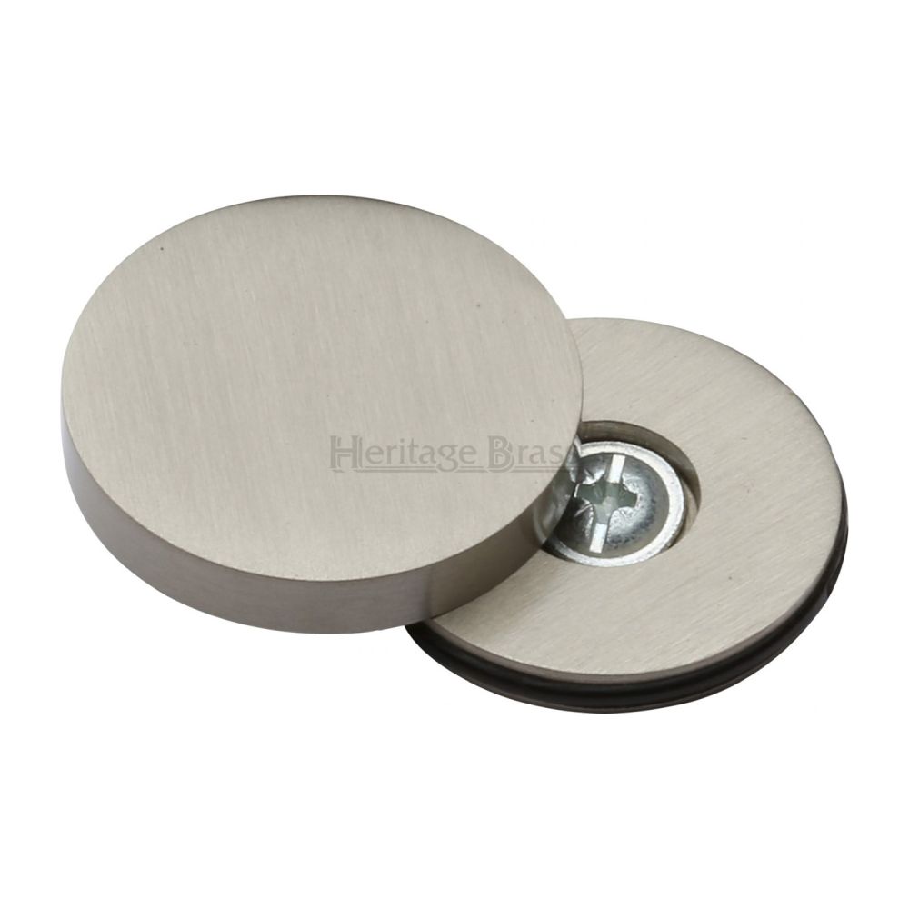 This is an image of a Heritage Brass - Bolt Cover to conceal metal fasteners Satin Nickel Finish, cov-12-sn that is available to order from T.H Wiggans Ironmongery in Kendal.