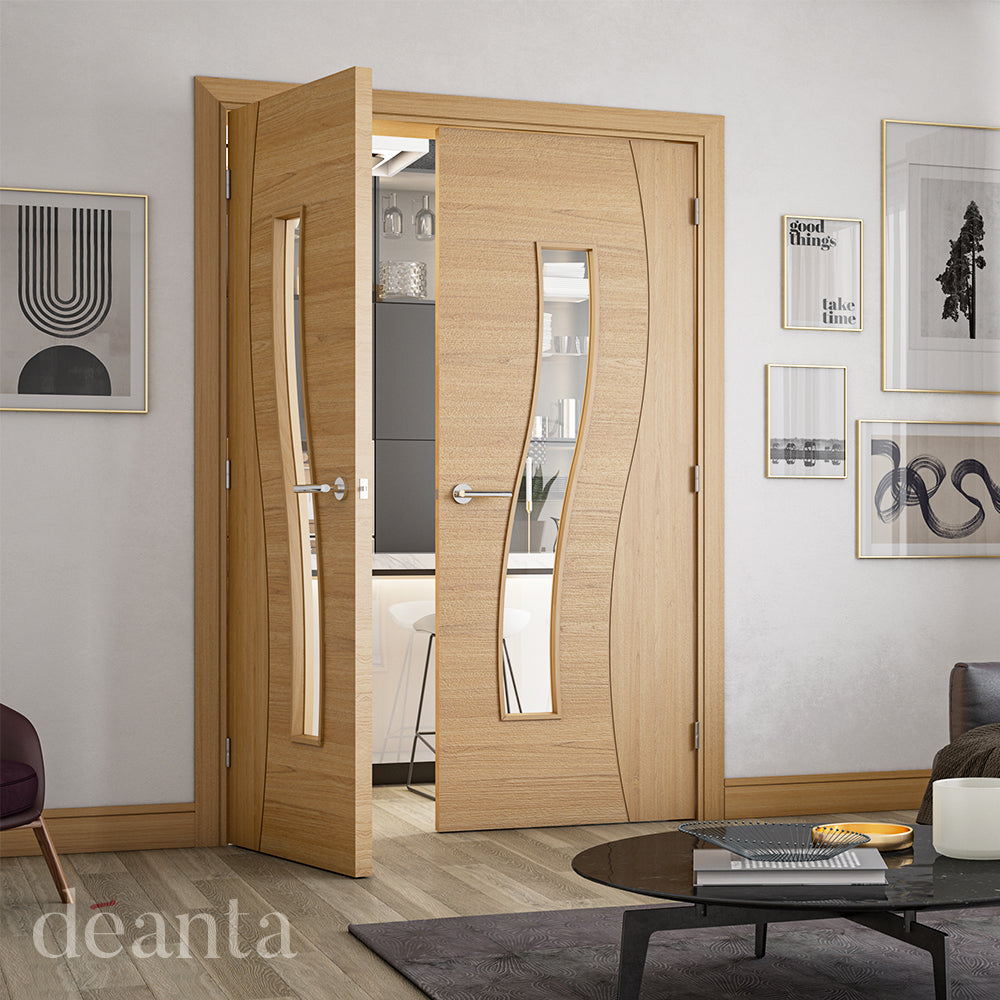 Deanta Cadiz Prefinished Oak Clear Glazed Doors