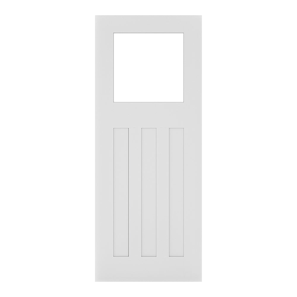 This is an image of Deanta Cambridge White Primed Clear Glazed Doors available to order from T.H. Wiggans Ironmongery in Kendal