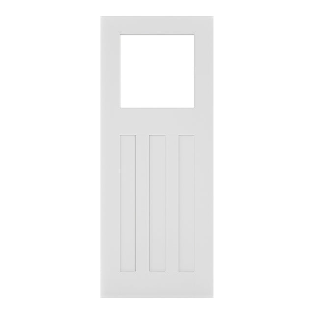 This is an image of Deanta Cambridge White Primed Clear Glazed Doors available to order from T.H. Wiggans Ironmongery in Kendal