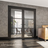 Deanta Camden Black Prefinished Clear Glazed Doors