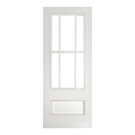 This is an image of Deanta Canterbury White Primed Bevelled Glaze Doors available to order from T.H. Wiggans Ironmongery in Kendal