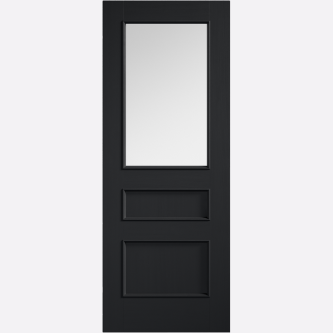 This is an image showing the LPD - Toledo Glazed Pre-finished Charcoal Black Doors Available to order from T.H. Wiggans Ironmongery in Kendal