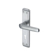 This is an image of a Heritage Brass - Door Handle Lever Lock Deco Design Satin Chrome Finish, dec3000-sc that is available to order from T.H Wiggans Ironmongery in Kendal.