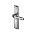 This is an image of a Heritage Brass - Door Handle for Euro Profile Plate Deco Design Polished Chrome Fini, dec3048-pc that is available to order from T.H Wiggans Ironmongery in Kendal.