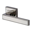 This is an image of a Heritage Brass - Door Handle Lever Latch on Square Rose Linear SQ Design Polished Ni, dec5430-pnf that is available to order from T.H Wiggans Ironmongery in Kendal.