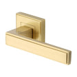 This is an image of a Heritage Brass - Door Handle Lever Latch on Square Rose Linear SQ Design Satin Br, dec5430-sb that is available to order from T.H Wiggans Ironmongery in Kendal.