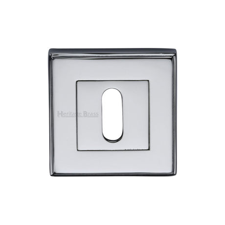 This is an image of a Heritage Brass - Key Escutcheon Square Polished Chrome Finish, dec7000-pc that is available to order from T.H Wiggans Ironmongery in Kendal.