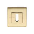 This is an image of a Heritage Brass - Key Escutcheon Square Satin Brass Finish, dec7000-sb that is available to order from T.H Wiggans Ironmongery in Kendal.