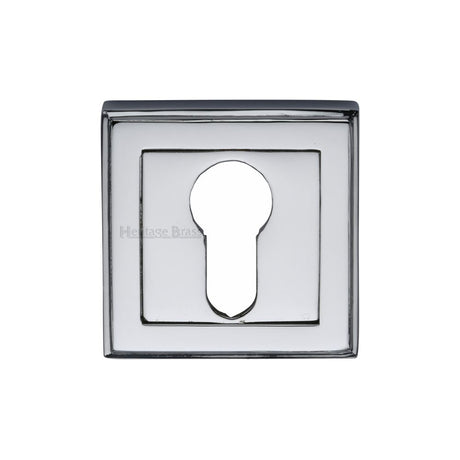 This is an image of a Heritage Brass - Euro Profile Cylinder Escutcheon Polished Chrome Finish, dec7020-pc that is available to order from T.H Wiggans Ironmongery in Kendal.