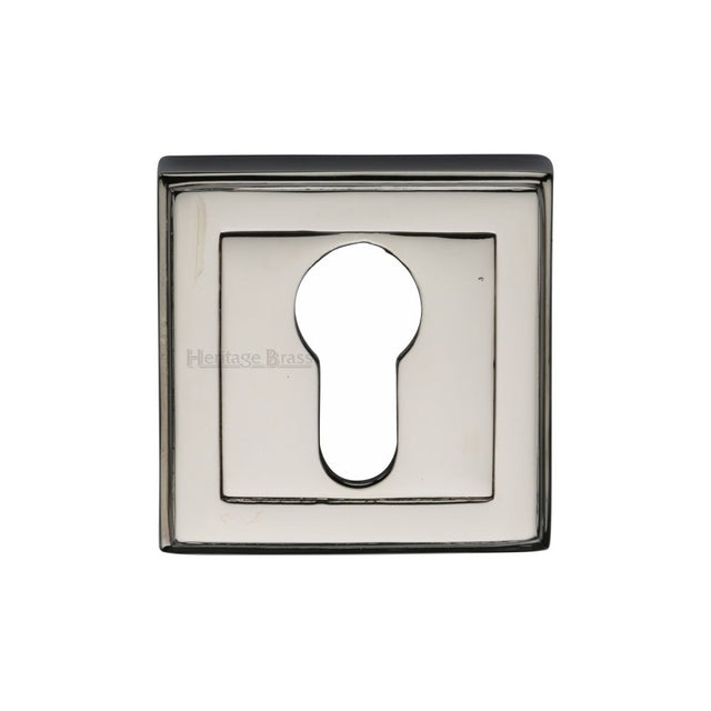 This is an image of a Heritage Brass - Euro Profile Cylinder Escutcheon Polished Nickel Finish, dec7020-pnf that is available to order from T.H Wiggans Ironmongery in Kendal.