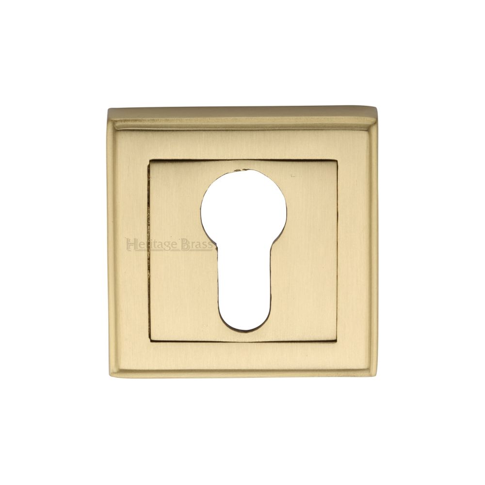 This is an image of a Heritage Brass - Euro Profile Cylinder Escutcheon Satin Brass Finish, dec7020-sb that is available to order from T.H Wiggans Ironmongery in Kendal.