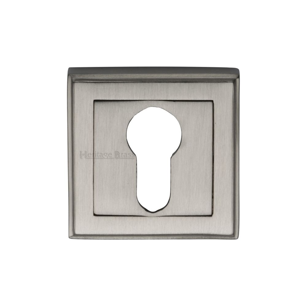 This is an image of a Heritage Brass - Euro Profile Cylinder Escutcheon Satin Nickel Finish, dec7020-sn that is available to order from T.H Wiggans Ironmongery in Kendal.