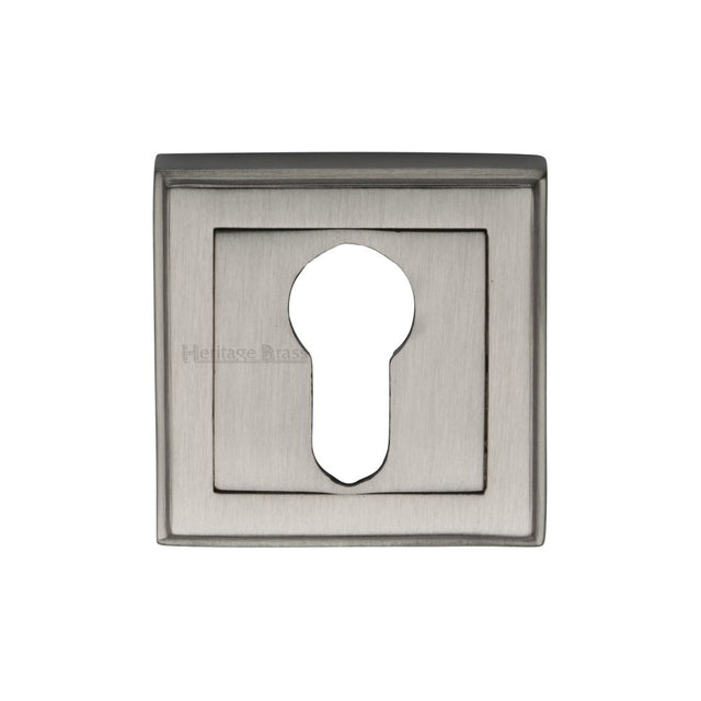 This is an image of a Heritage Brass - Euro Profile Cylinder Escutcheon Satin Nickel Finish, dec7020-sn that is available to order from T.H Wiggans Ironmongery in Kendal.