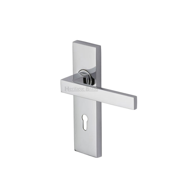 This is an image of a Heritage Brass - Door Handle Lever Lock Delta Design Polished Chrome Finish, del6000-pc that is available to order from T.H Wiggans Ironmongery in Kendal.