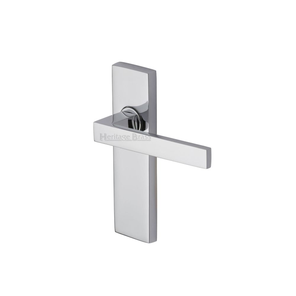 This is an image of a Heritage Brass - Door Handle Lever Latch Delta Design Polished Chrome Finish, del6010-pc that is available to order from T.H Wiggans Ironmongery in Kendal.