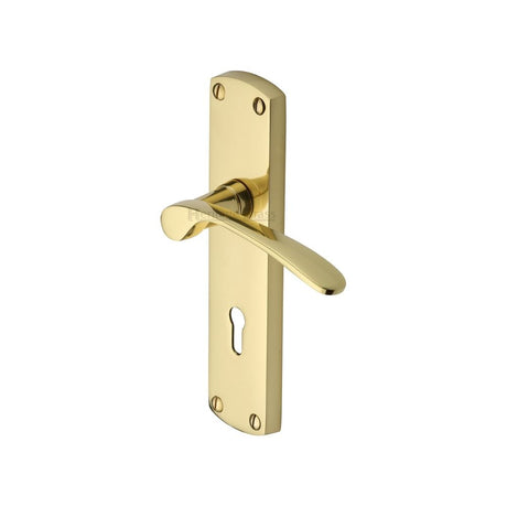 This is an image of a Heritage Brass - Door Handle Lever Lock Diplomat Design Polished Brass Finish, dip7800-pb that is available to order from T.H Wiggans Ironmongery in Kendal.